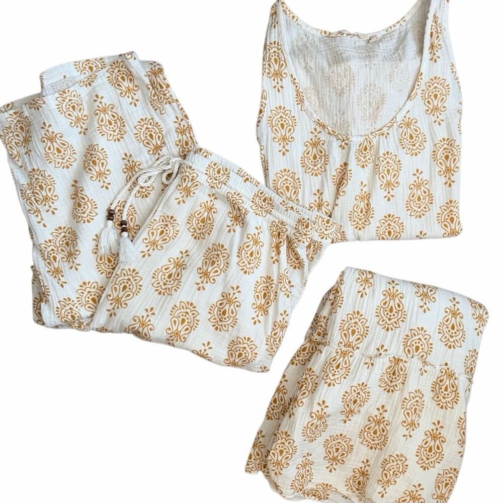 Soft Surroundings Floral Block Print Lounge Set Lot Tiered Dress Tank Pants 1X